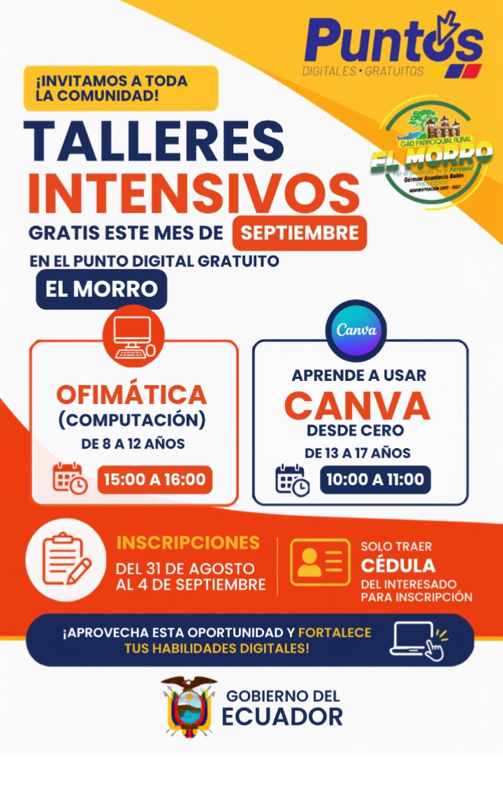 Punto Digital El Morro ofrece talleres gratuitos de ofimática y Canva para jóvenes